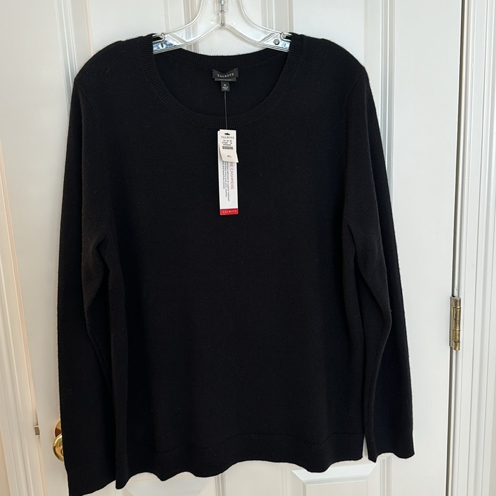 Talbots Black Cashmere Crewneck Sweater